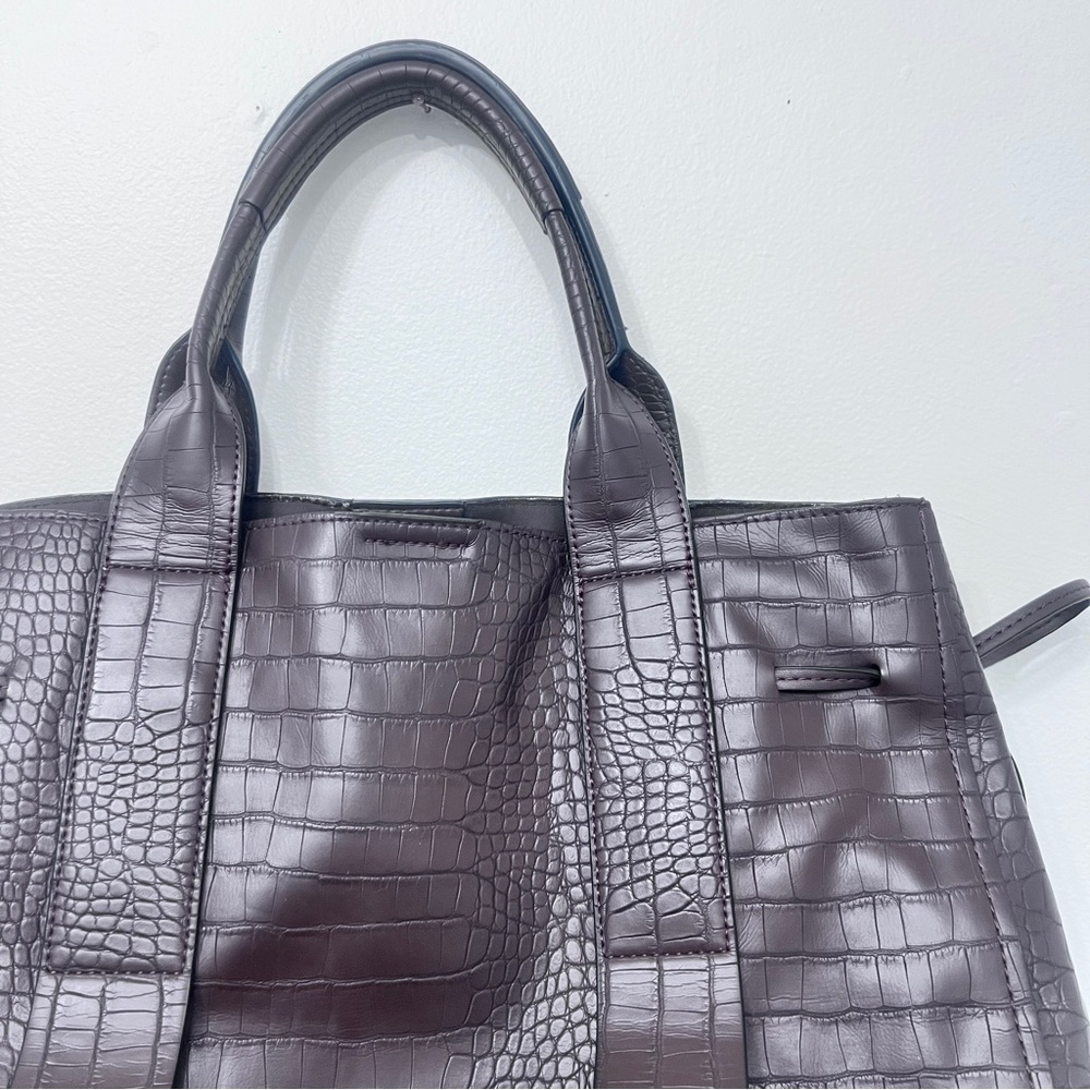 Call It Spring Brown Crocodile-Embossed Tote
